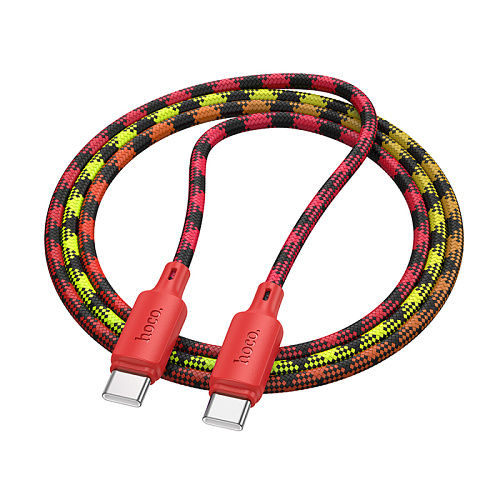 Кабель Type-C на Type-C, HOCO, X116, 60W, разноцветный красный с желтым или синим