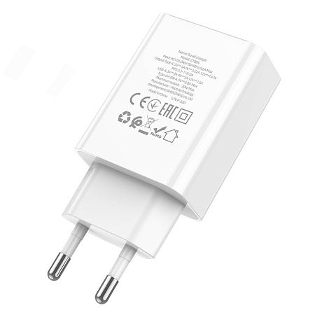 Сетевое зарядное устройство, 1 PD 20W + 1 USB 3.0 QC (C100A), HOCO, белый