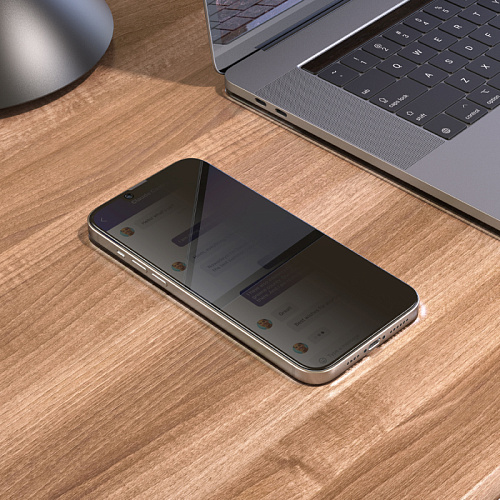 Защитное стекло на iPhone 13 (6.1)/13 Pro/14/16e, G15, HOCO, Guardian shield series full-screen anti-spy, черное