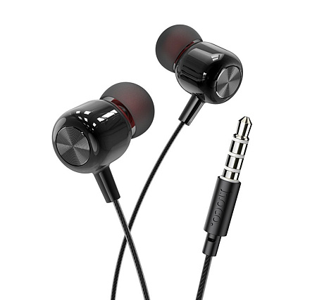 Проводные наушники M87 String wired earphones, hoco, вакуумные с микрофоном, черные