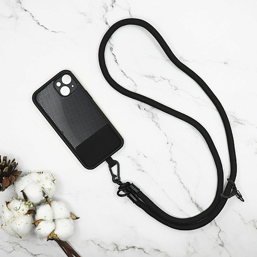 Ремешок на шею/плечо с креплением под чехол, толстый, цвет №6, черный