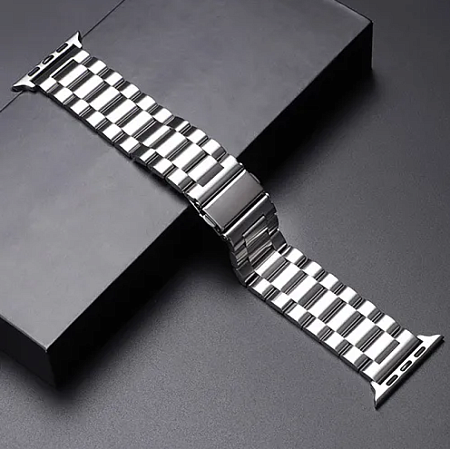 Ремешок на руку для Apple Watch 42/44/45/49 мм, стальной, серебро