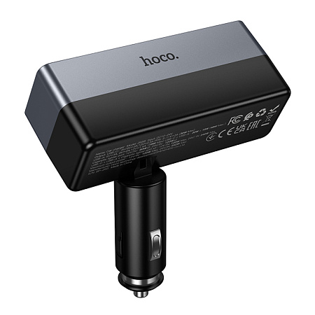 Разветвитель прикуривателя на 1 USB QC3.0 18W + 1 PD 30W + 2 прикуривателя Z65B, HOCO, серый