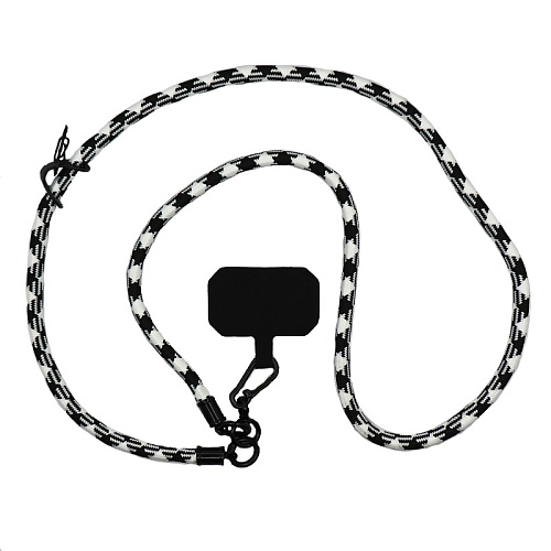 Ремешок на шею/плечо с креплением под чехол, толстый, цвет разноцветный №10, черно-белый