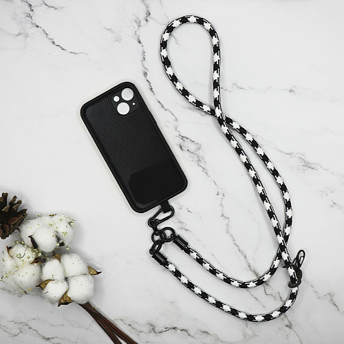 Ремешок на шею/плечо с креплением под чехол, толстый, цвет разноцветный №10, черно-белый