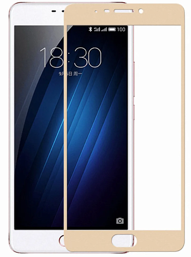 Защитное стекло на Meizu M5, Silk Screen 2.5D, золотой, X-CASE