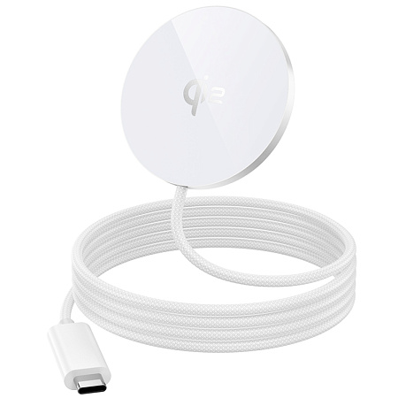 Беспроводное зарядное устройство, CW63, протокол быстрой зарядки Qi2, Type-C, белый