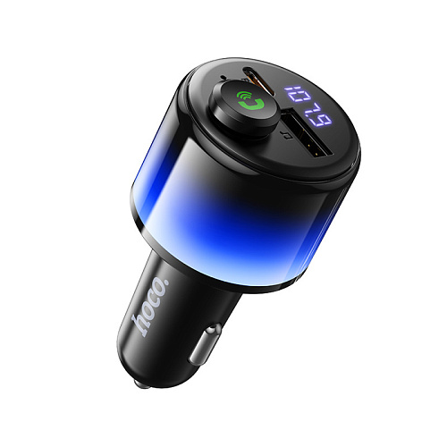 Bluetooth FM модулятор, E166 Path, HOCO, 1 USB QC3.0 (12Вт) или 5V/0.5A (для USB накопителя) +1 PD (30Вт) , черный