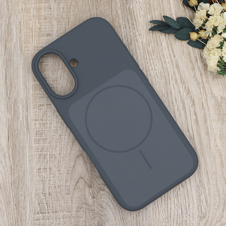 Чехол-накладка для iPhone 17, Silicon Case, магнитный (MagSafe), с дизайном, без лого, X-CASE, угольно-серый