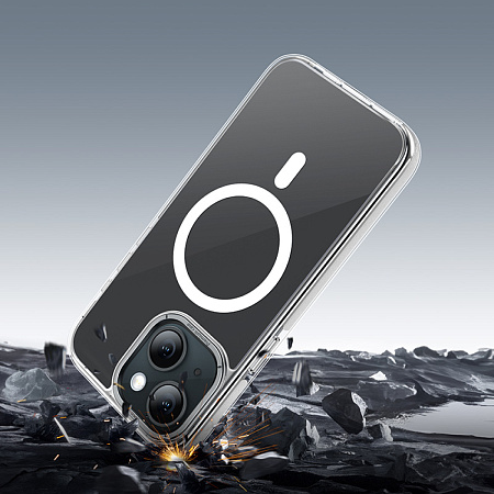 Чехол для iPhone 15, TPU + PC + TPE, Магнитный (MagSafe), AS6, HOCO, серый