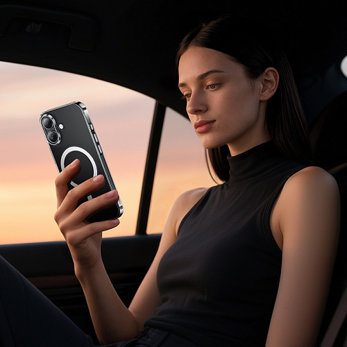 Чехол для iPhone 17, PC+TPU, Магнитный (MagSafe), AS4, HOCO, прозрачный