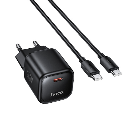 Сетевое зарядное устройство, 1 PD 45W (N84), HOCO, Type-C to Type-C, компактный, черный