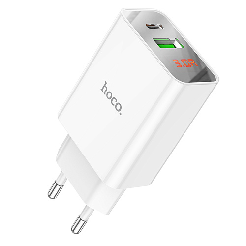 Сетевое зарядное устройство, 1 PD 20W + 1 USB 3.0 QC (C100A), HOCO, белый