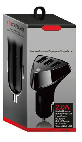 АЗУ 3 USB 2A, черый