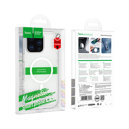 Чехол силиконовый для iPhone 16 Pro Max, Магнитный (MagSafe), HOCO, прозрачный