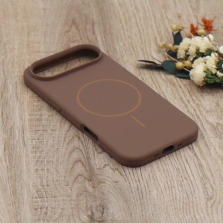 Чехол-накладка для iPhone 17 Air, Silicon Case, магнитный (MagSafe), без лого, X-CASE, коричневый