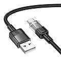 USB Кабель Type-C, HOCO, U129, 1.2м, черный с прозрачным