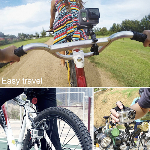 Держатель для велосипеда/мотоцикла для GoPro и аналогичных экшн камер, телефонов и других устройств, PULUZ, черный