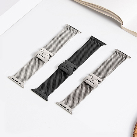 Ремешок на руку для Apple Watch 44/45/46/49 мм, HOCO, WA33, Milanese loop, застежка зонтиком, черный