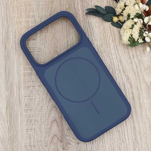 Чехол-накладка для iPhone 17 Pro Max, Silicon Case, магнитный (MagSafe), с дизайном, без лого, X-CASE, синий