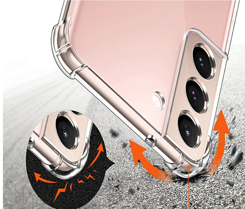 Чехол силиконовый для Samsung Galaxy S22, усиленные края, с защитой камеры, X-CASE, прозрачный