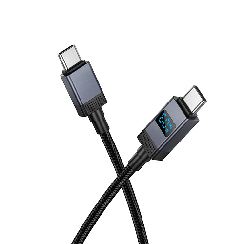 Кабель Type-C на Type-C, HOCO, X118, 1м, 60W, с дисплеем, черный