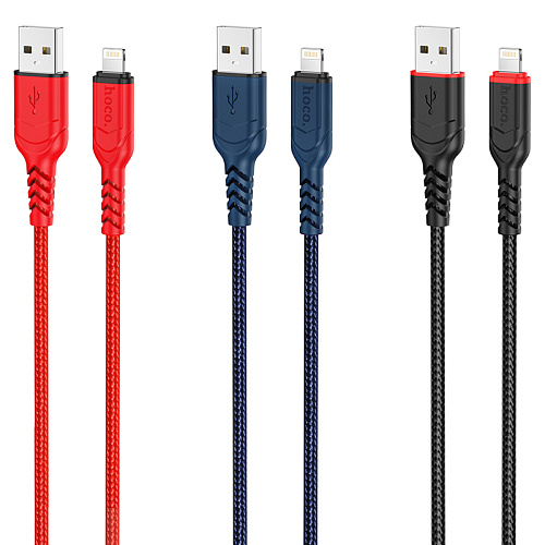 USB дата кабель Lightning, HOCO, X59, оплетка, синий