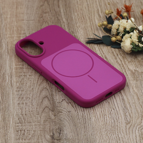 Чехол-накладка для iPhone 17, Silicon Case, магнитный (MagSafe), с дизайном, без лого, X-CASE, винный
