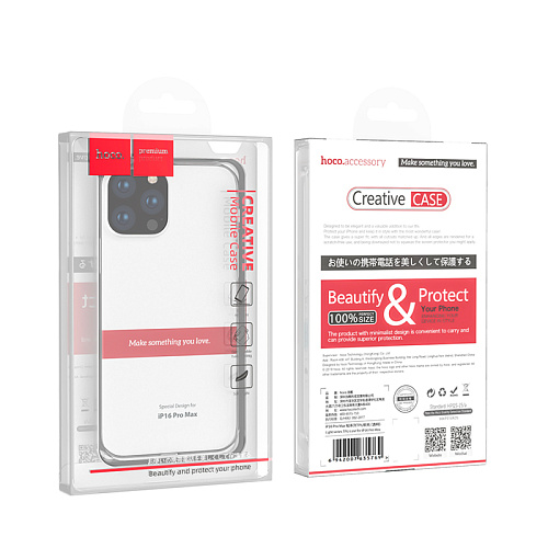 Чехол силиконовый для iPhone 16 Pro Max, Light series TPU, HOCO, прозрачный