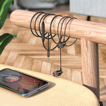 Проводные наушники M90, Delight wire-controlled earphones with microphone, HOCO, вакуумные, черные