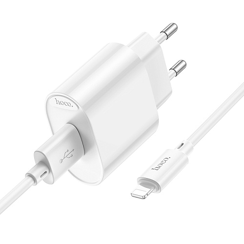 Сетевое зарядное устройство, 1 USB 10.5W (C109A), HOCO, Lightning, белый