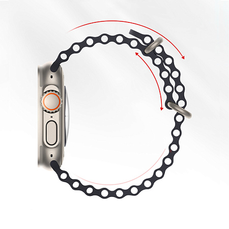 Ремешок на руку для Apple Watch 44/45/46/49 мм, HOCO, WA12, силиконовый ребристый, черный