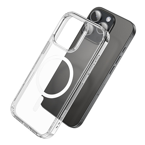 Чехол силиконовый для iPhone 16 Pro Max, Магнитный (MagSafe), HOCO, прозрачный