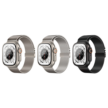 Ремешок на руку для Apple Watch 44/45/46/49 мм, HOCO, WA33, Milanese loop, застежка зонтиком, черный