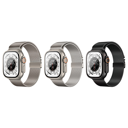 Ремешок на руку для Apple Watch 44/45/46/49 мм, HOCO, WA33, Milanese loop, застежка зонтиком, черный