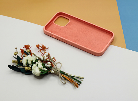 Чехол - накладка для iPhone 13, Silicon Case, без лого, лососевый